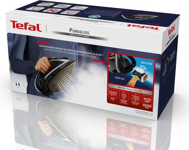 Утюг Tefal Puregliss FV8062E0 черный, серый купить,0