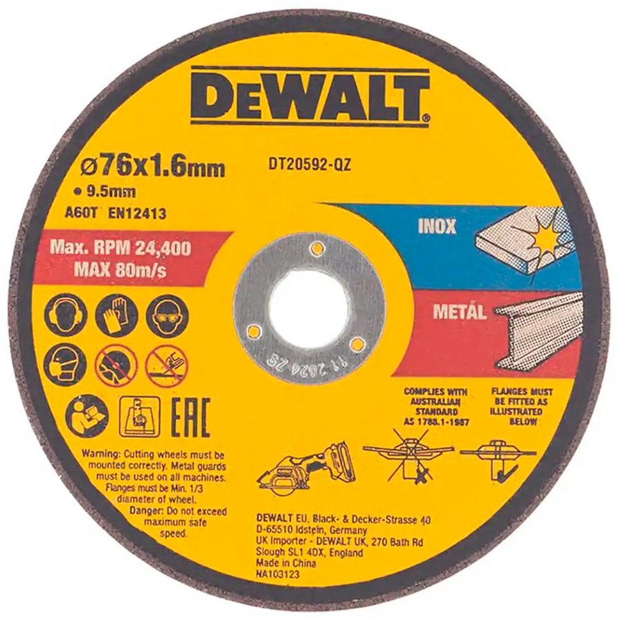 Диск отрезной по металлу 76x9.5х1.6 мм, DeWALT DT20592-QZ купить,NaN