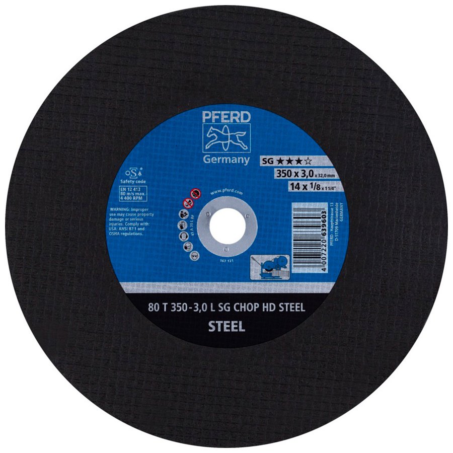 Диск отрезной абразивный 350x32х3 мм, Pferd 80 T 350-3,0 L SG CHOP HD STEEL/32,0 купить,NaN