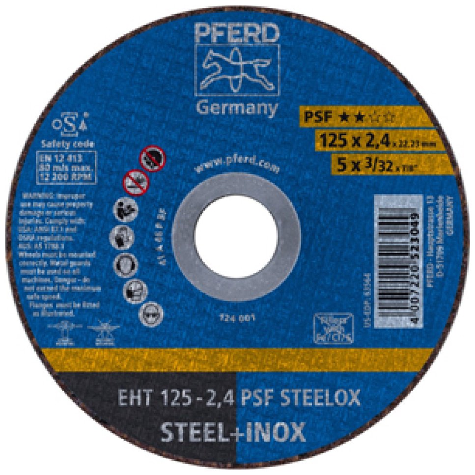 Диск отрезной по металлу 125x22.23х2.4 мм, Pferd EHT 125-2,4 PSF STEELOX купить,NaN