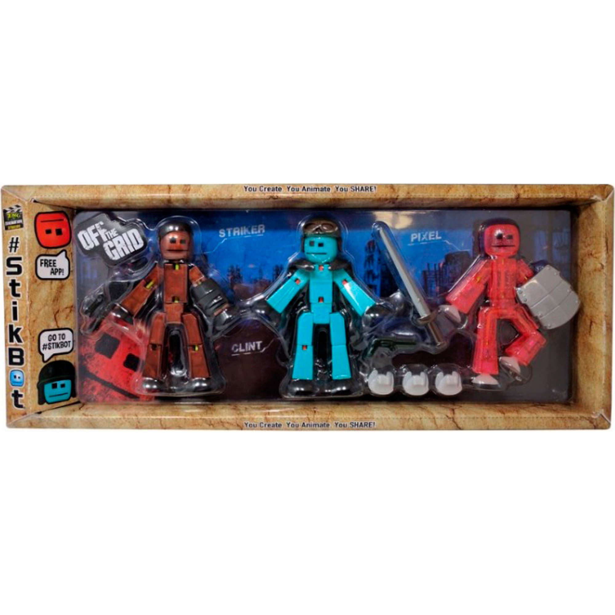 Фигурки Zing Stikbot Off the Grid Striker 3шт TST614S купить,NaN