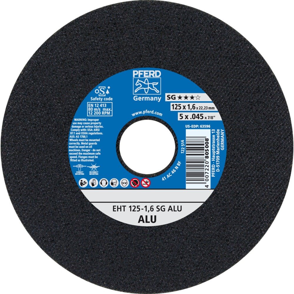 Диск отрезной по металлу 125x22.23х1.6 мм, Pferd EHT 125-1,6 SG ALU 61341225 купить,NaN