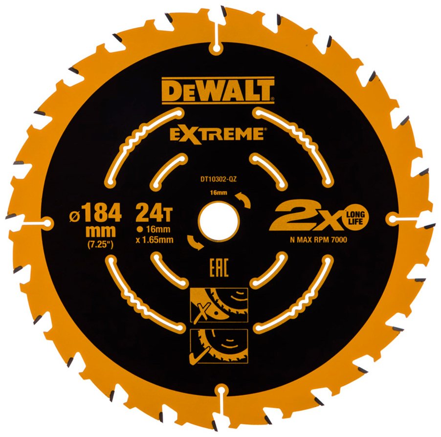 Пильный диск по дереву DeWALT DT10302-QZ, 184x16 мм, 24Т купить,NaN