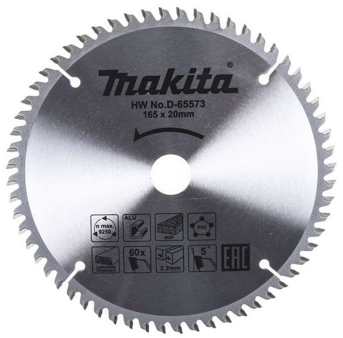 Пильный диск по дереву Makita D-65573, 165x20 мм, 60Т купить,NaN