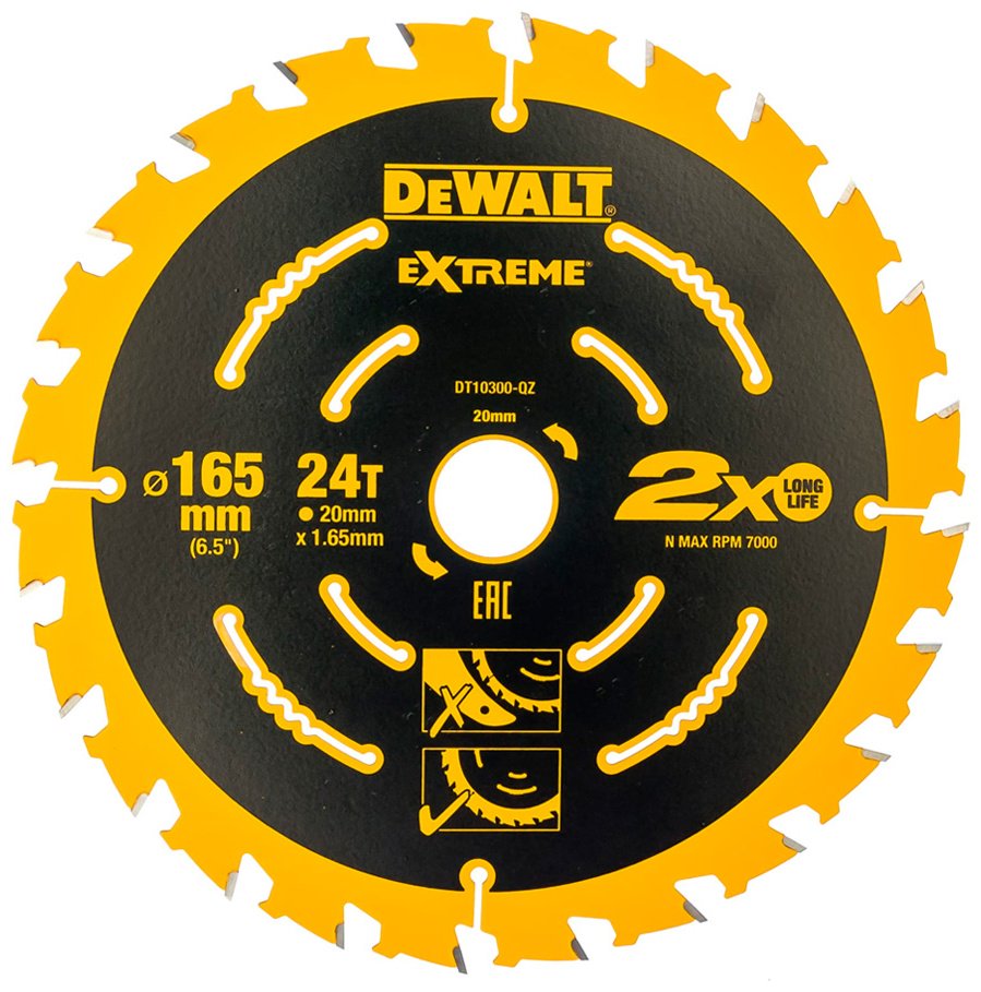 Пильный диск по дереву DeWALT DT10300-QZ, 165x20 мм, 24Т