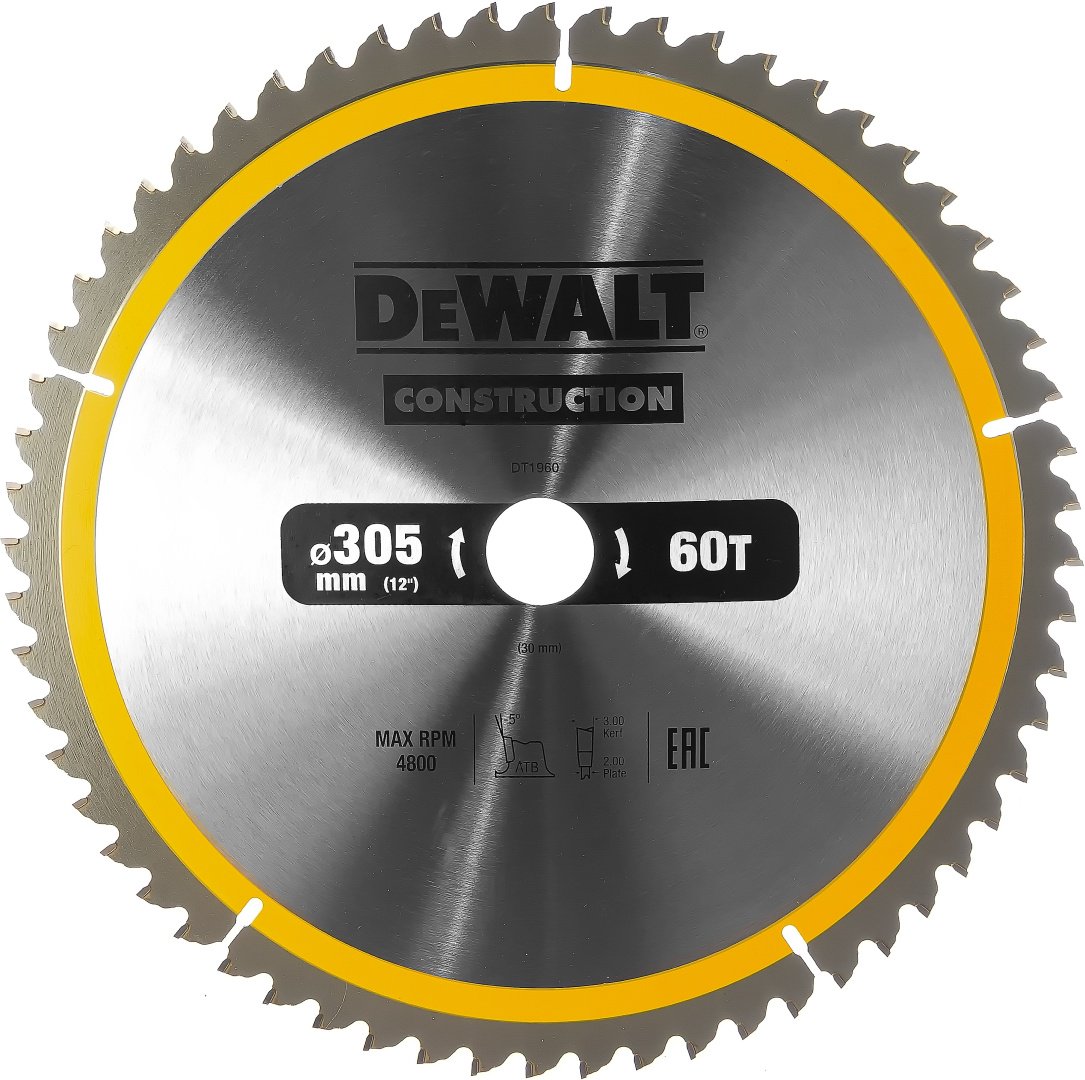 Пильный диск по дереву DeWALT DT1960-QZ, 305x30 мм, 60Т