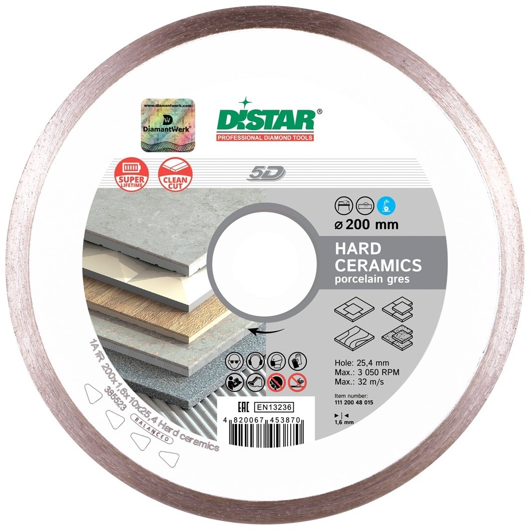 Диск отрезной алмазный 200x25.4х1.6 мм, Distar Hard Ceramics 11120048015