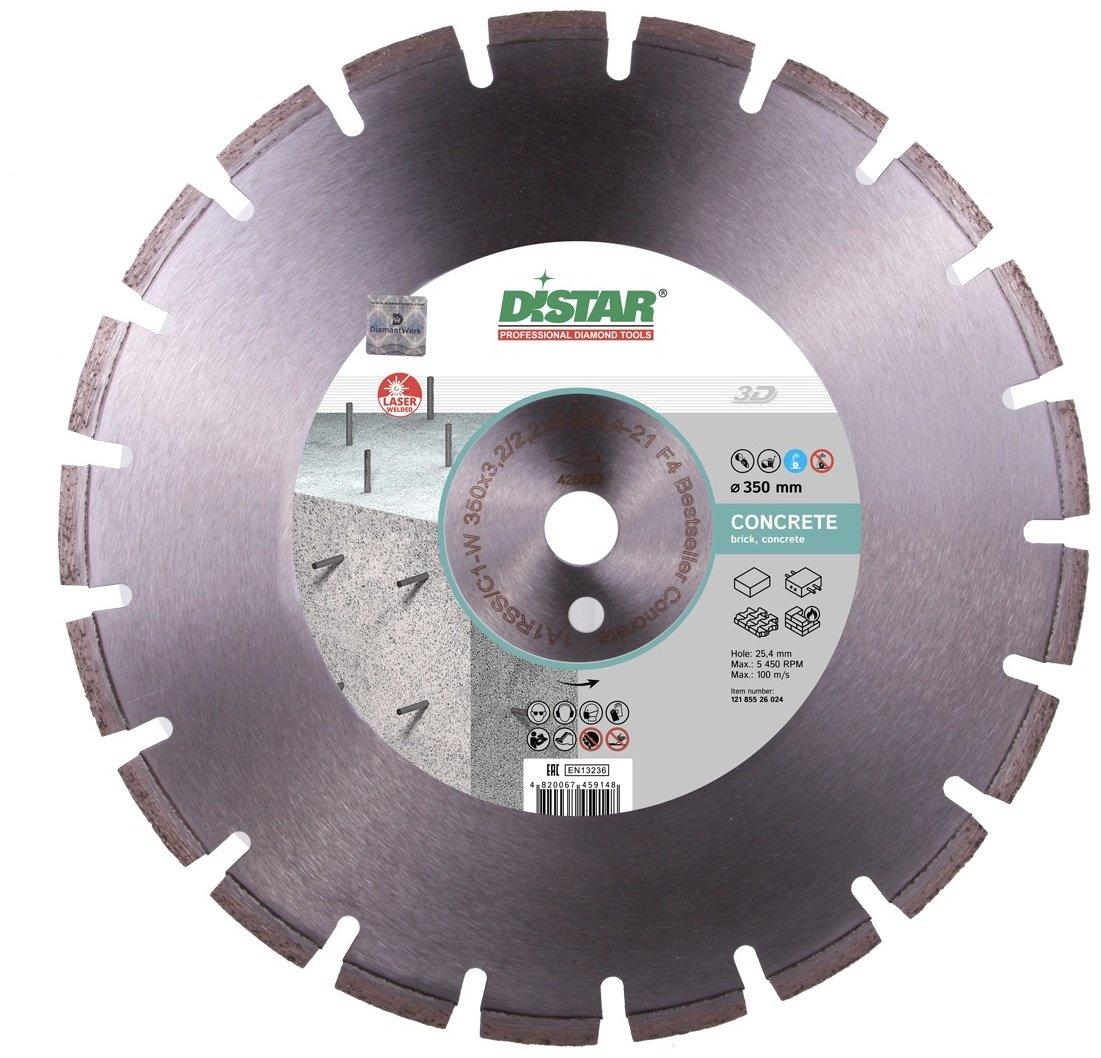 Диск отрезной алмазный 350x25.4х3.2 мм, Distar Bestseller Concrete 350x25,4 12185526024 купить,NaN
