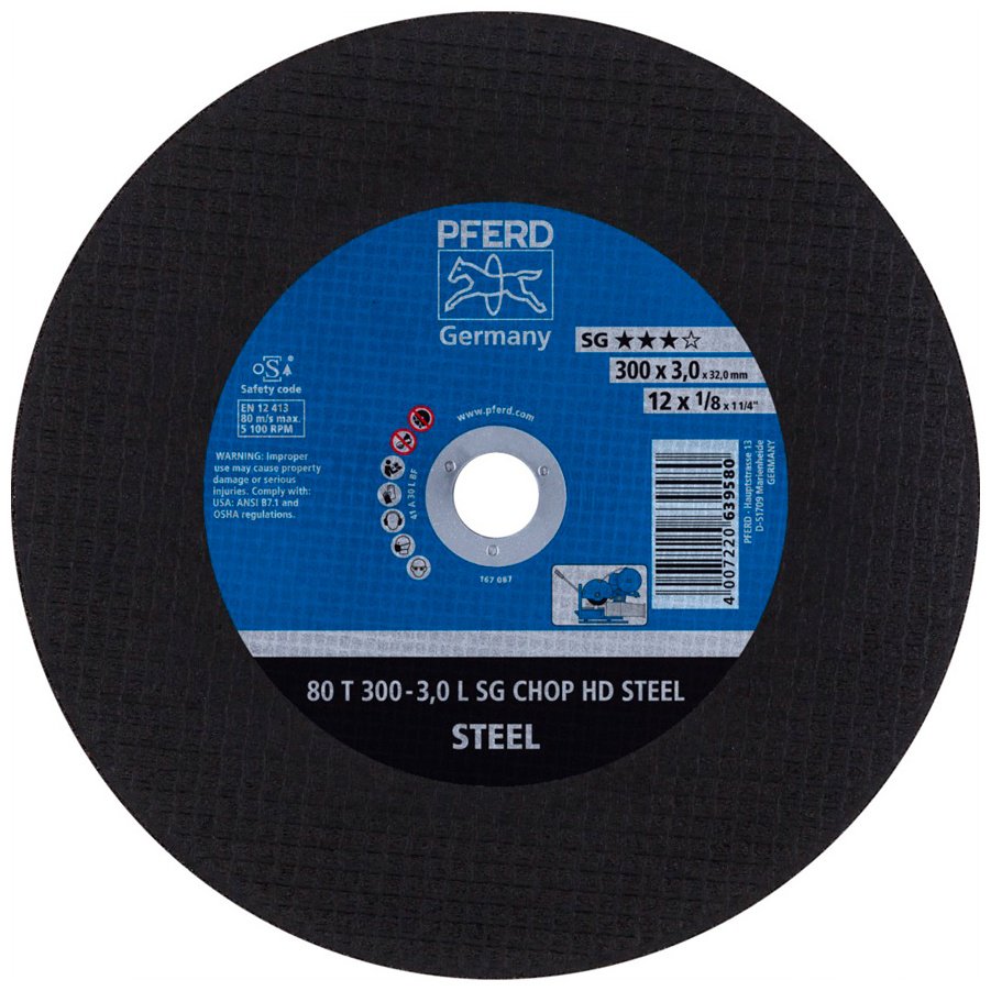Диск отрезной абразивный 300x32х3 мм, Pferd 80 T 300-3,0 L SG CHOP HD STEEL/32,0 купить,NaN