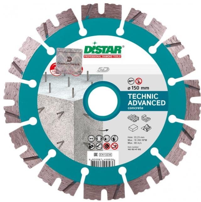 Диск отрезной алмазный 150x22.2х2.2 мм, Distar Technic Advanced 14315347012