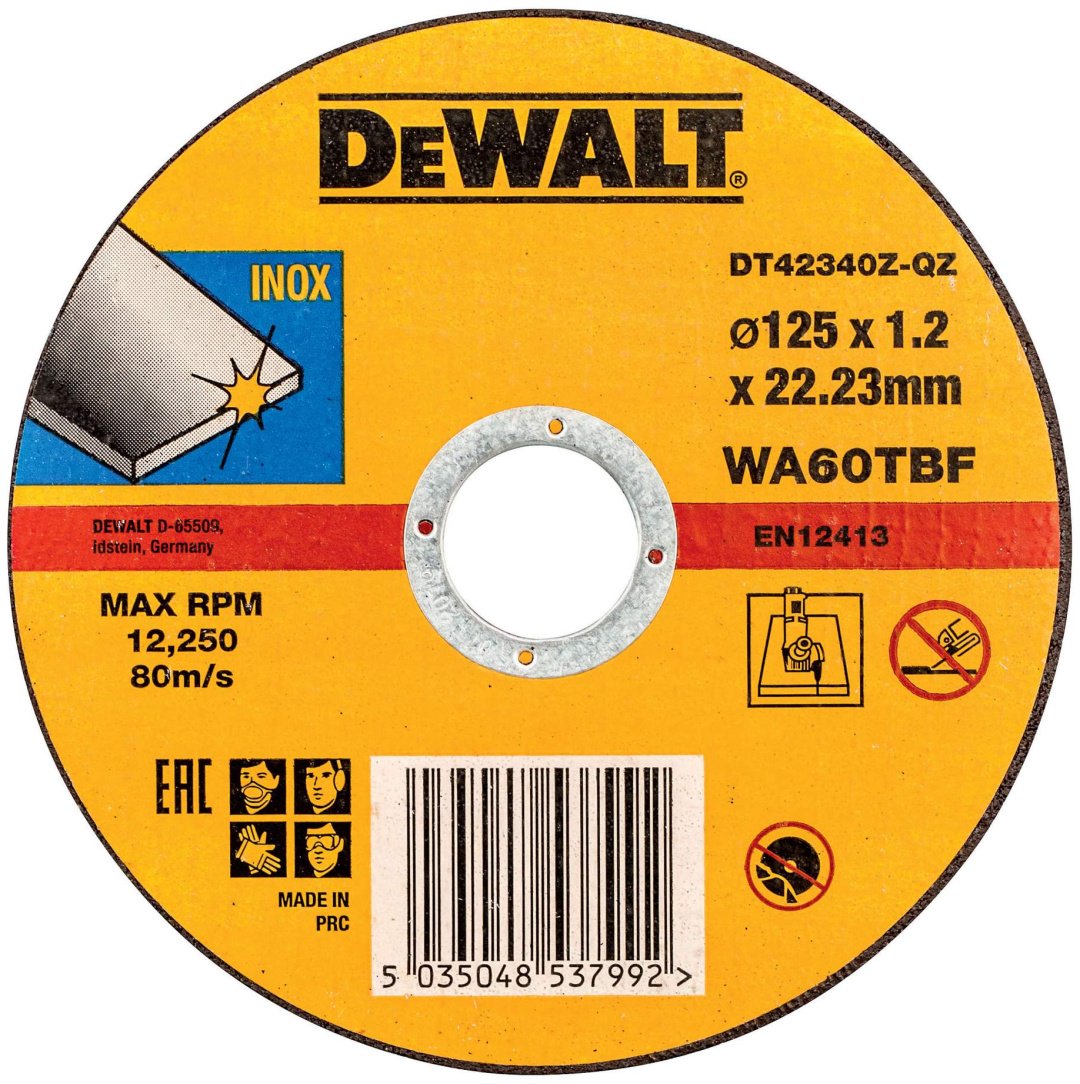 Диск отрезной по металлу 125x22.23х1.2 мм, DeWALT DT42340Z-QZ купить,NaN