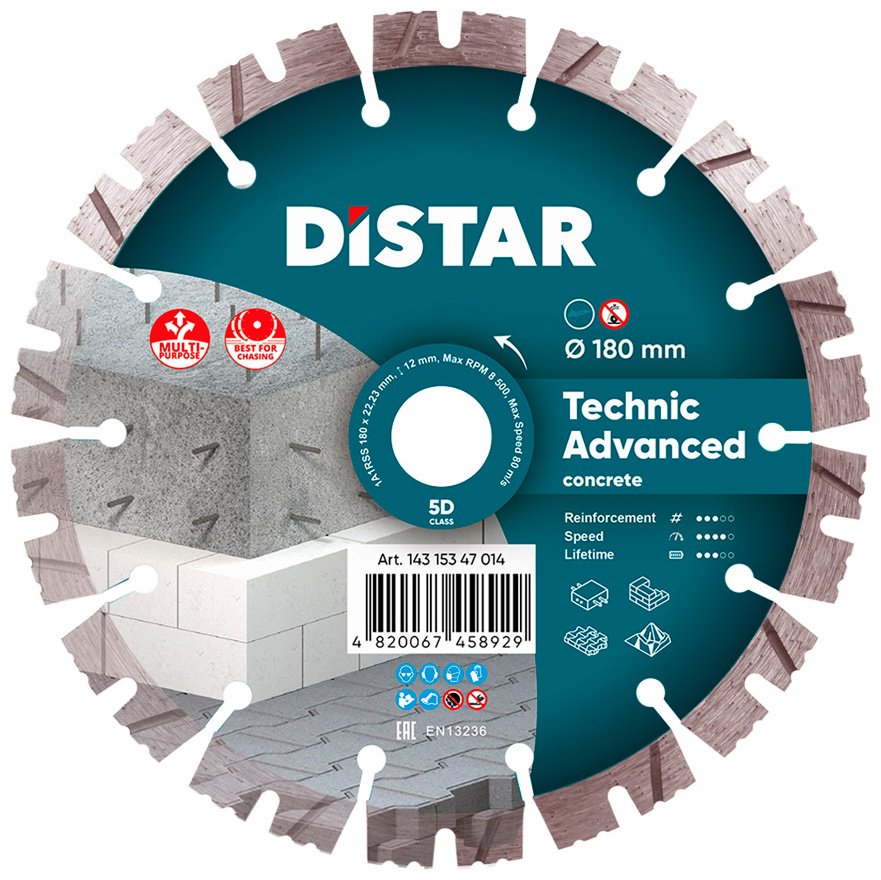 Диск отрезной алмазный 180x22.23х2.6 мм, Distar Technic Advanced 180x22,23 купить,NaN