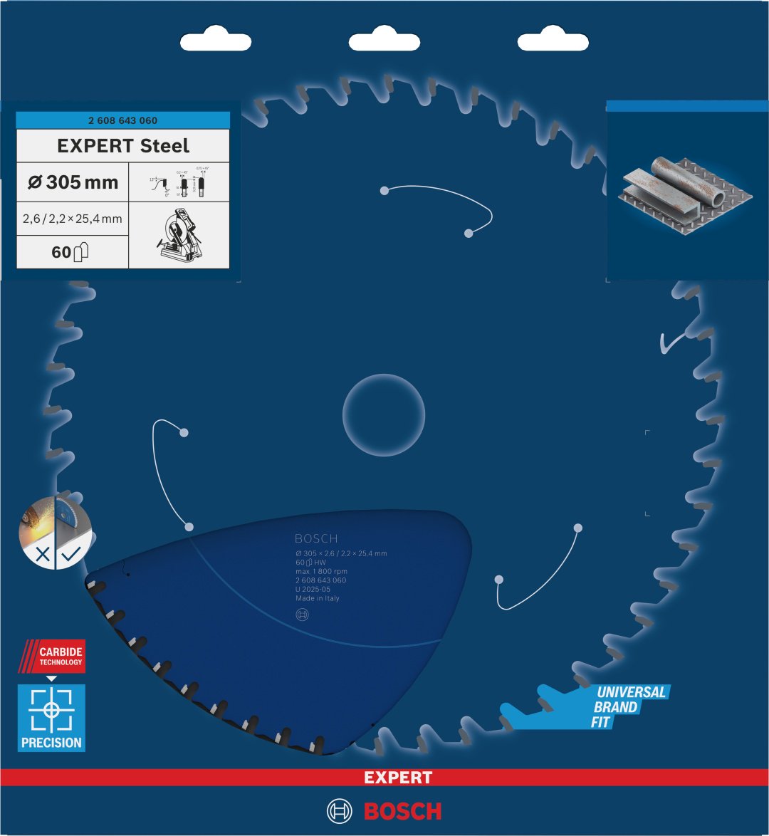 Bosch Полотно для циркулярной пилы EXPERT Steel, 305x25.4х1 мм, 2608643060