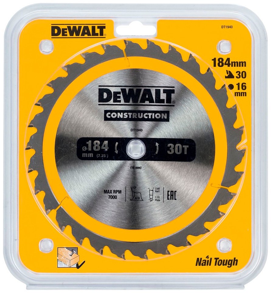 Пильный диск по дереву DeWALT DT1940-QZ, 184x16 мм, 30Т купить,NaN