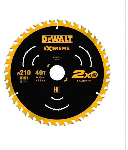 Пильный диск по дереву DeWALT DT20433-QZ, 210x30 мм, 40Т