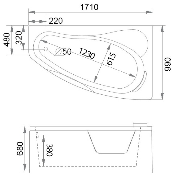 Акриловая ванна Gemy G9046 II K R