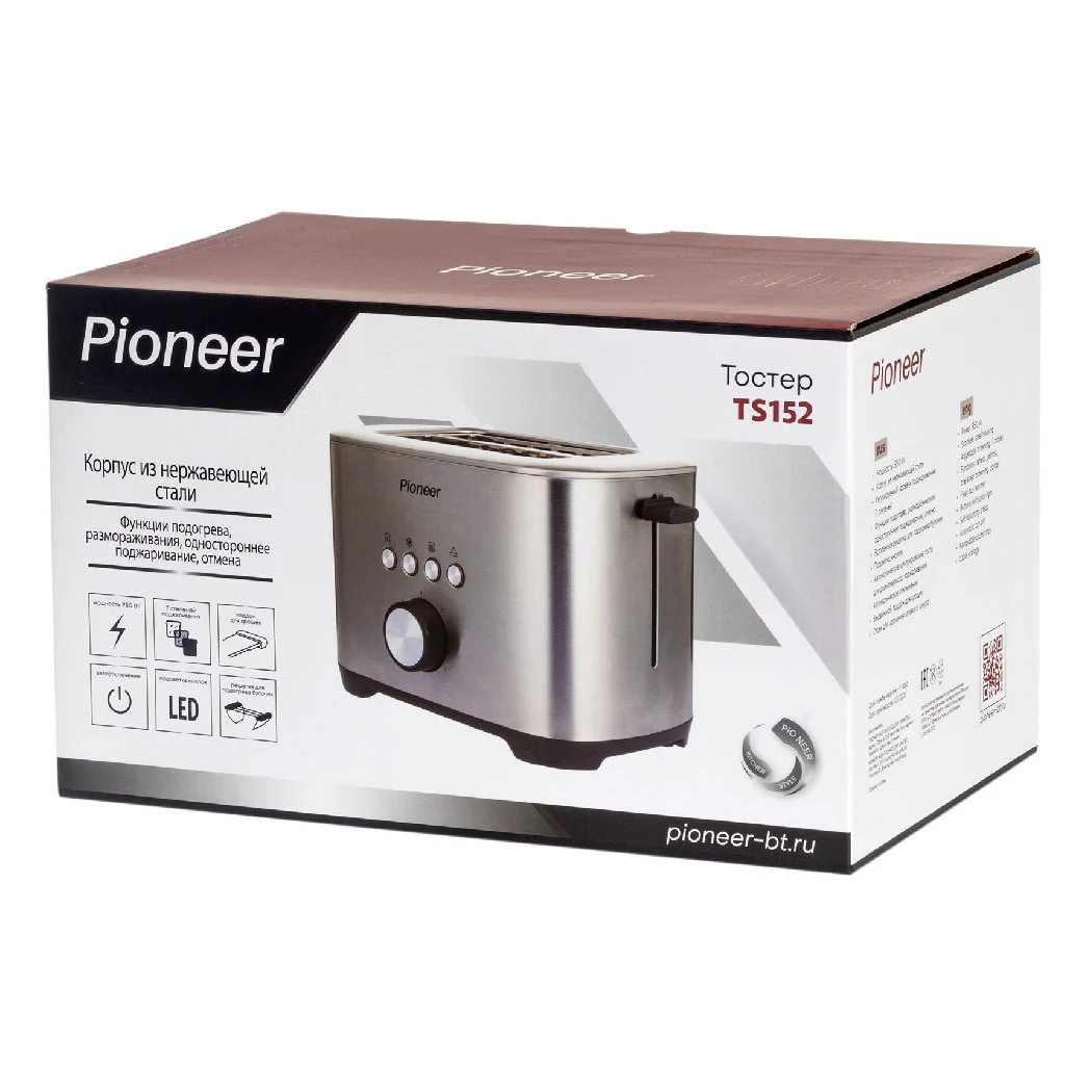 Тостер Pioneer TS152 серый купить,0