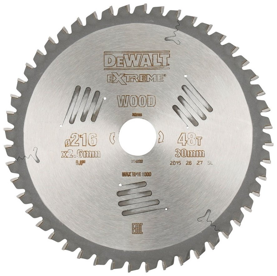 Пильный диск по дереву DeWALT DT4320-QZ, 216x30 мм, 48Т