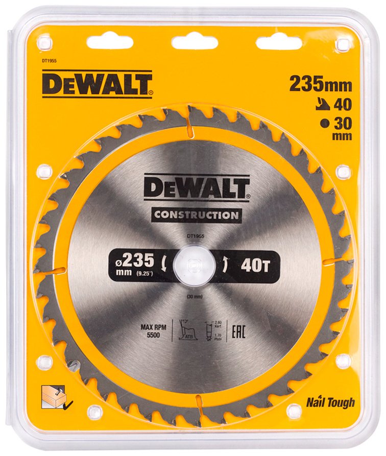 Пильный диск по дереву DeWALT DT1955-QZ, 235x30 мм, 40Т купить,NaN