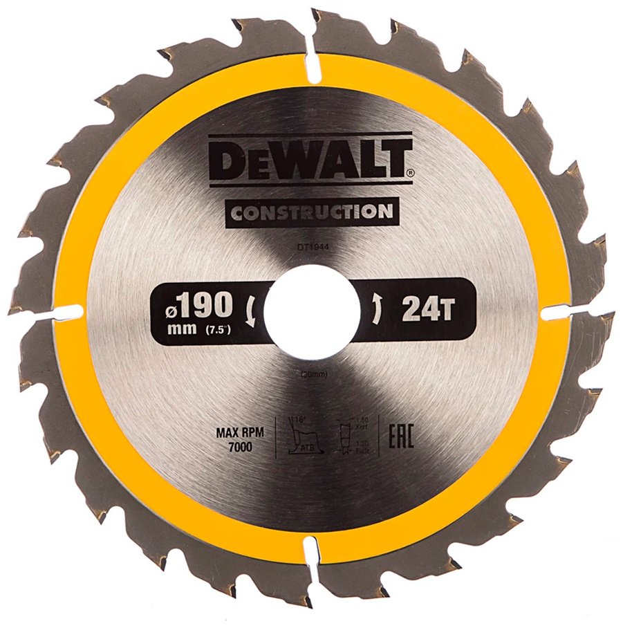 Пильный диск по дереву DeWALT DT1944-QZ, 190x30 мм, 24Т