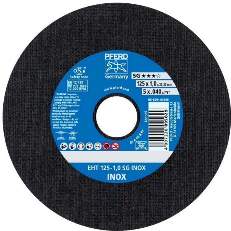 Диск отрезной абразивный 125x22.23х1 мм, Pferd EHT 125 - 1,0 SG INOX купить,NaN