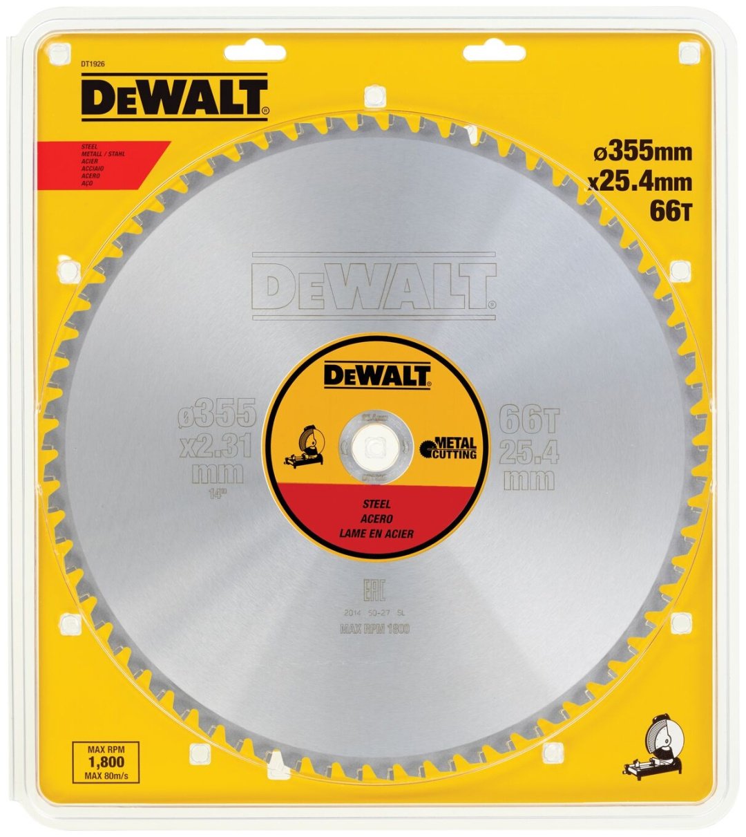 Пильный диск по металлу DeWALT DT1926-QZ, 355x25.4 мм, 66Т
