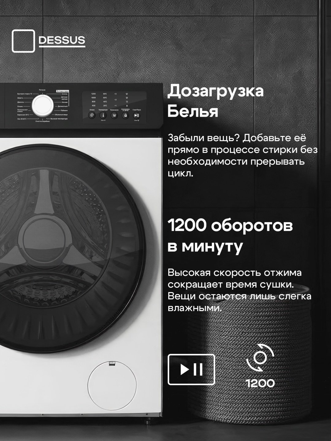Стиральная машина Dessus DW-601202W белый, черный купить,NaN