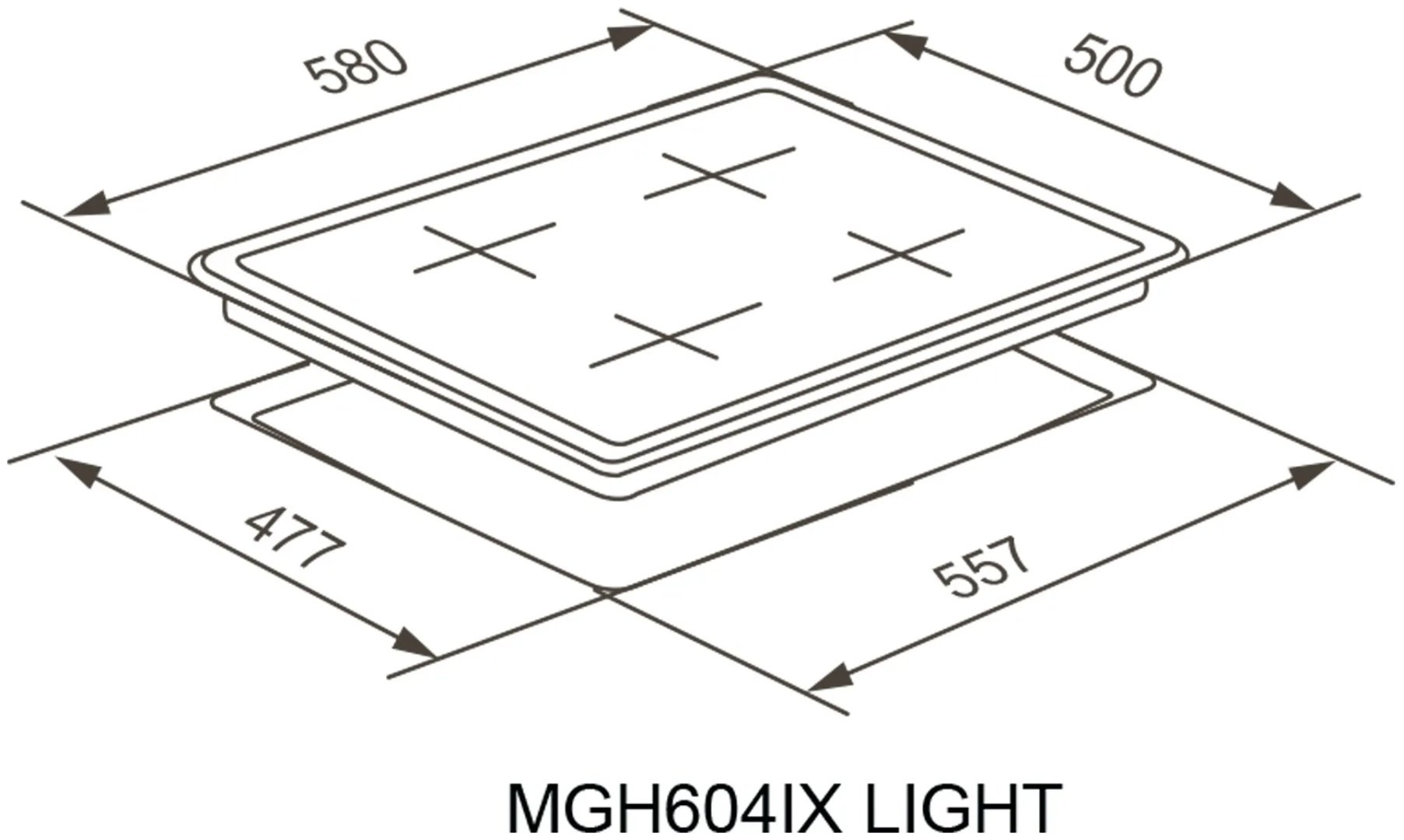 Варочная поверхность MEFERI MGH604IX LIGHT стальной купить,NaN