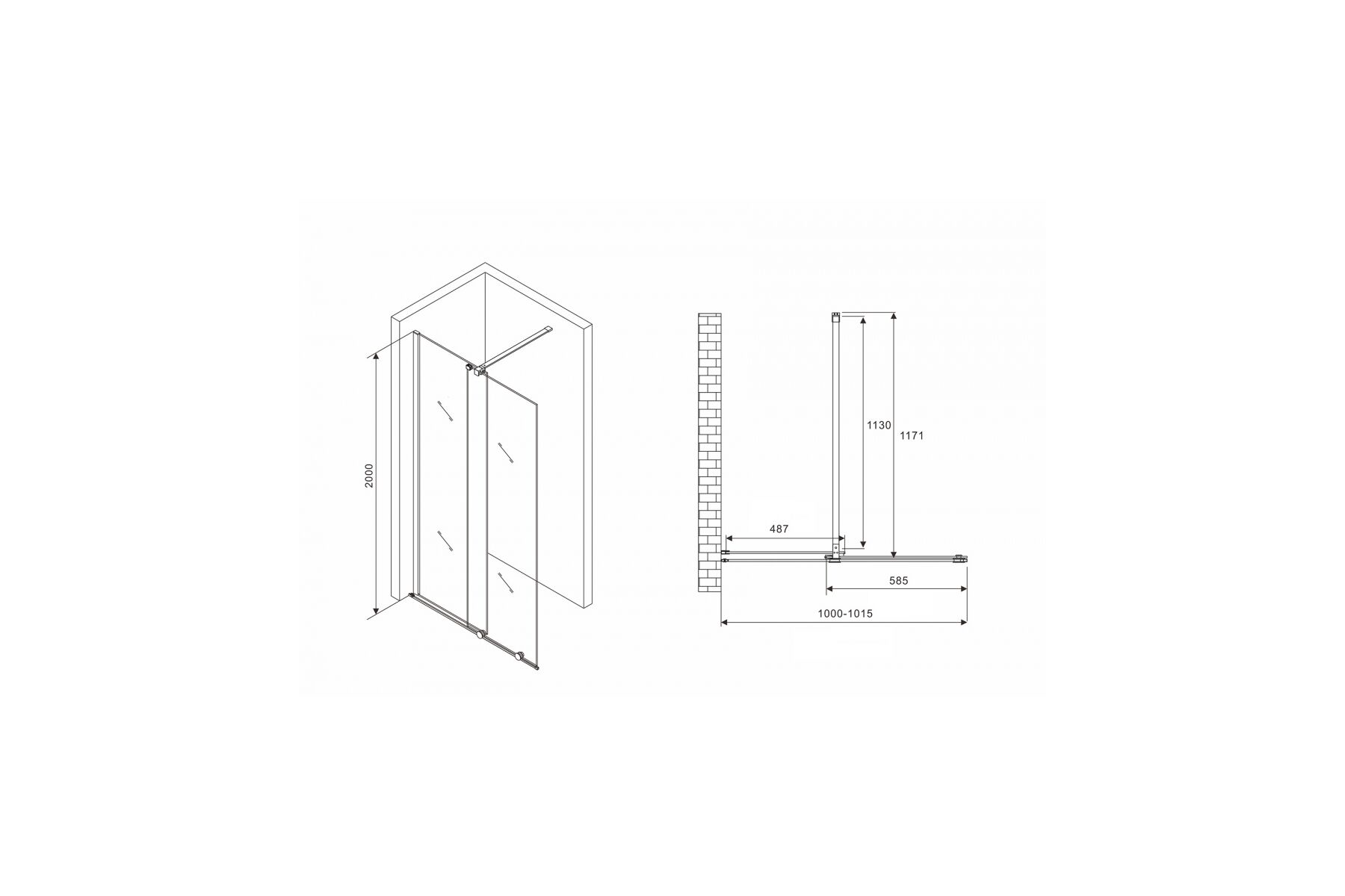 Душевая перегородка Abber Komfort AG09100B 100x200см чёрный  