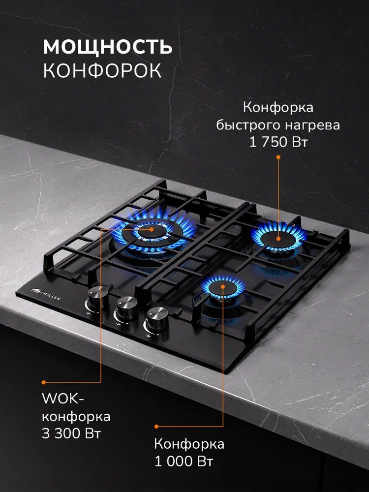 Варочная поверхность MILLEN MGH 451 BL черный купить,NaN