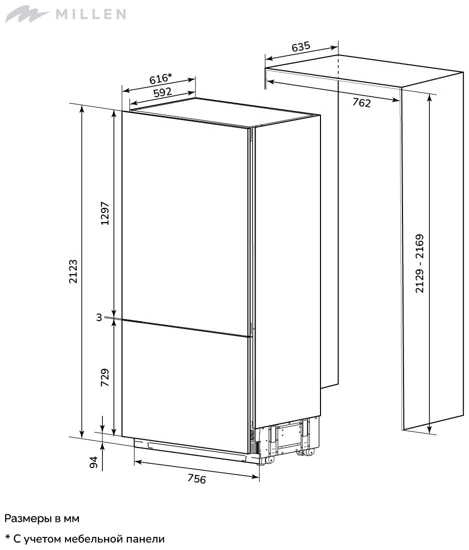 Холодильник MILLEN MBI453MaxPro белый купить,NaN
