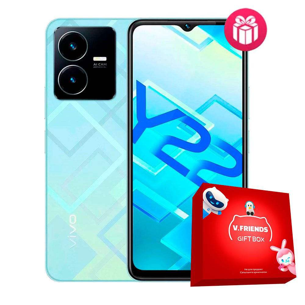 Смартфон Vivo Y22 4/64Gb Metaverse Green + Vivo NY 2023 Gift Box Holder + speaker купить,NaN