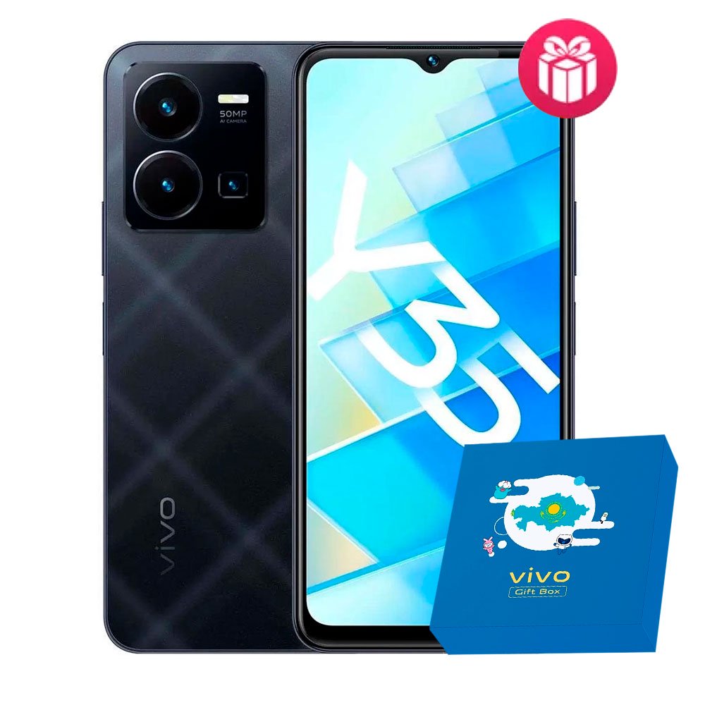 Смартфон Vivo Y35 4/64Gb Agate Black + Gift box BTS 2022 Blue купить,NaN