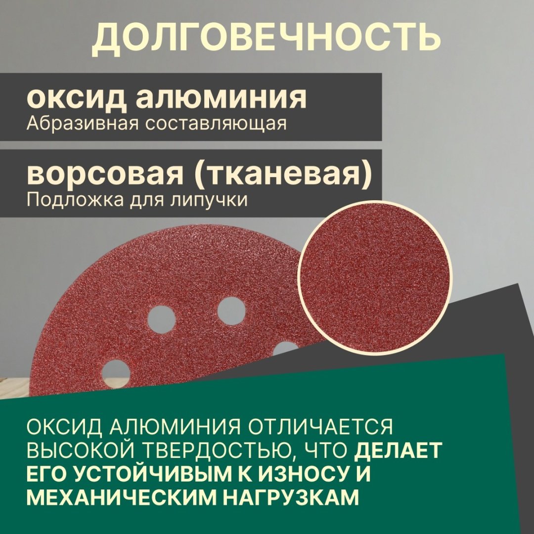 Шлифовальный круг Волат 125 мм, абразивный материал Р40, 10 шт. арт. 80010-40