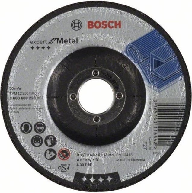 Bosch шлифовальный абразивный диск 2608600223 125x6х22.2 мм 1 шт