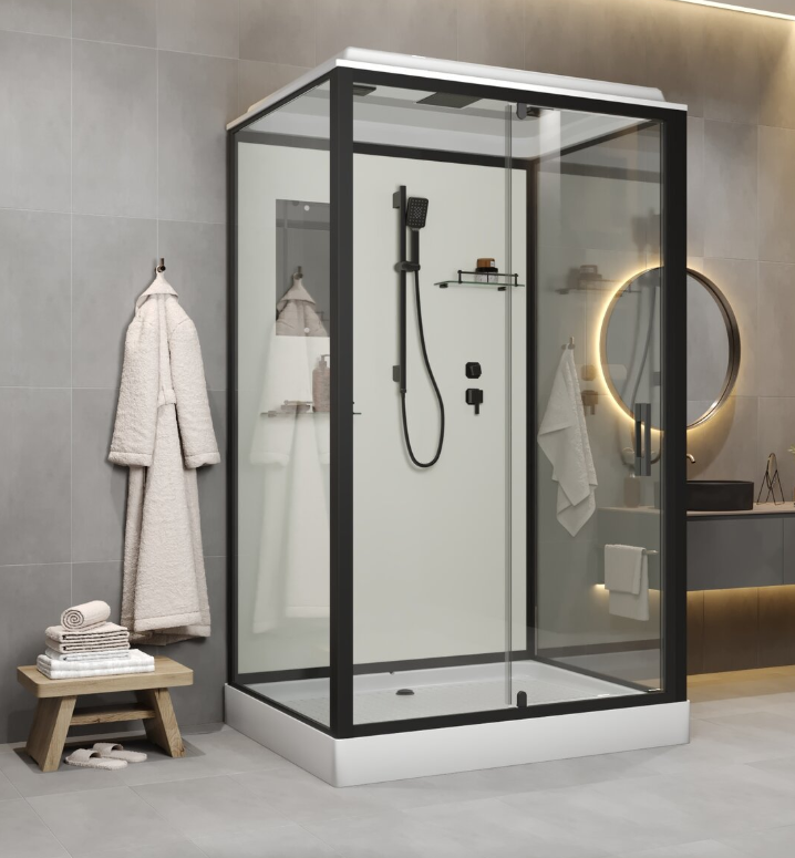Душевая кабина Niagara Standart ST100/80/15Q/BL 100х80х215см прямоугольник,поддон 15см,распашная,проф.черный,3 места купить,566600