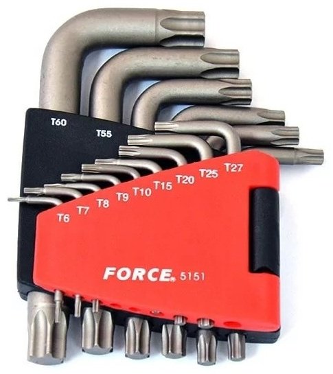 Шестигранный ключ Г-образный Force арт.5151, 15 шт