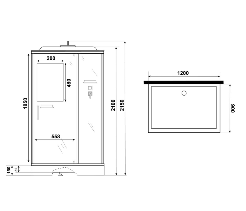 Душевая кабина Niagara Standart ST120/90/15Q/BL 120х90х215см купить,NaN