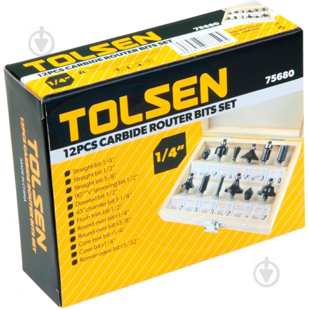 TOLSEN набор фрез 12 шт. арт 75680 купить,NaN