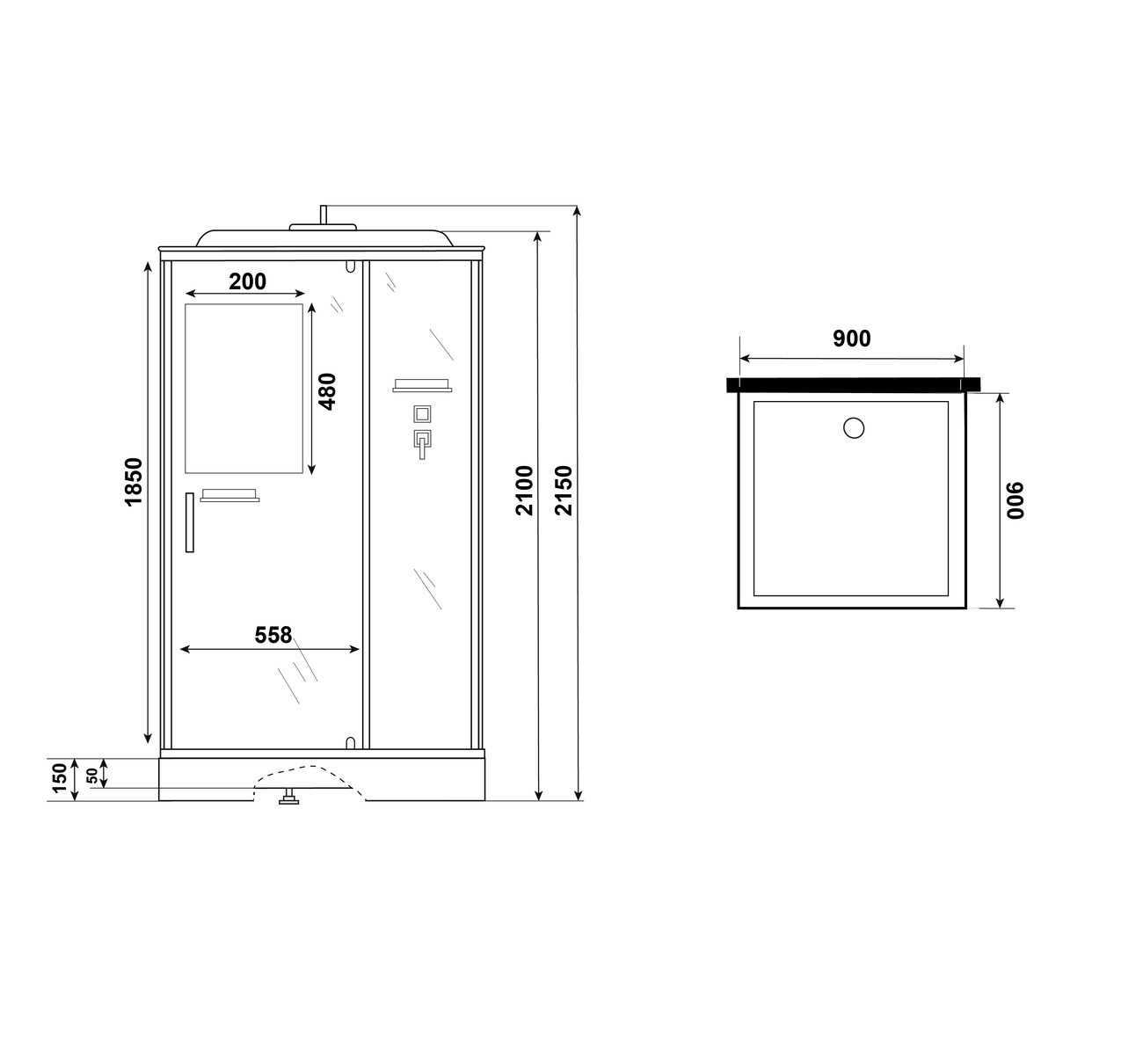 Душевая кабина Niagara Standart ST90/15Q 90х90х215см купить,553300