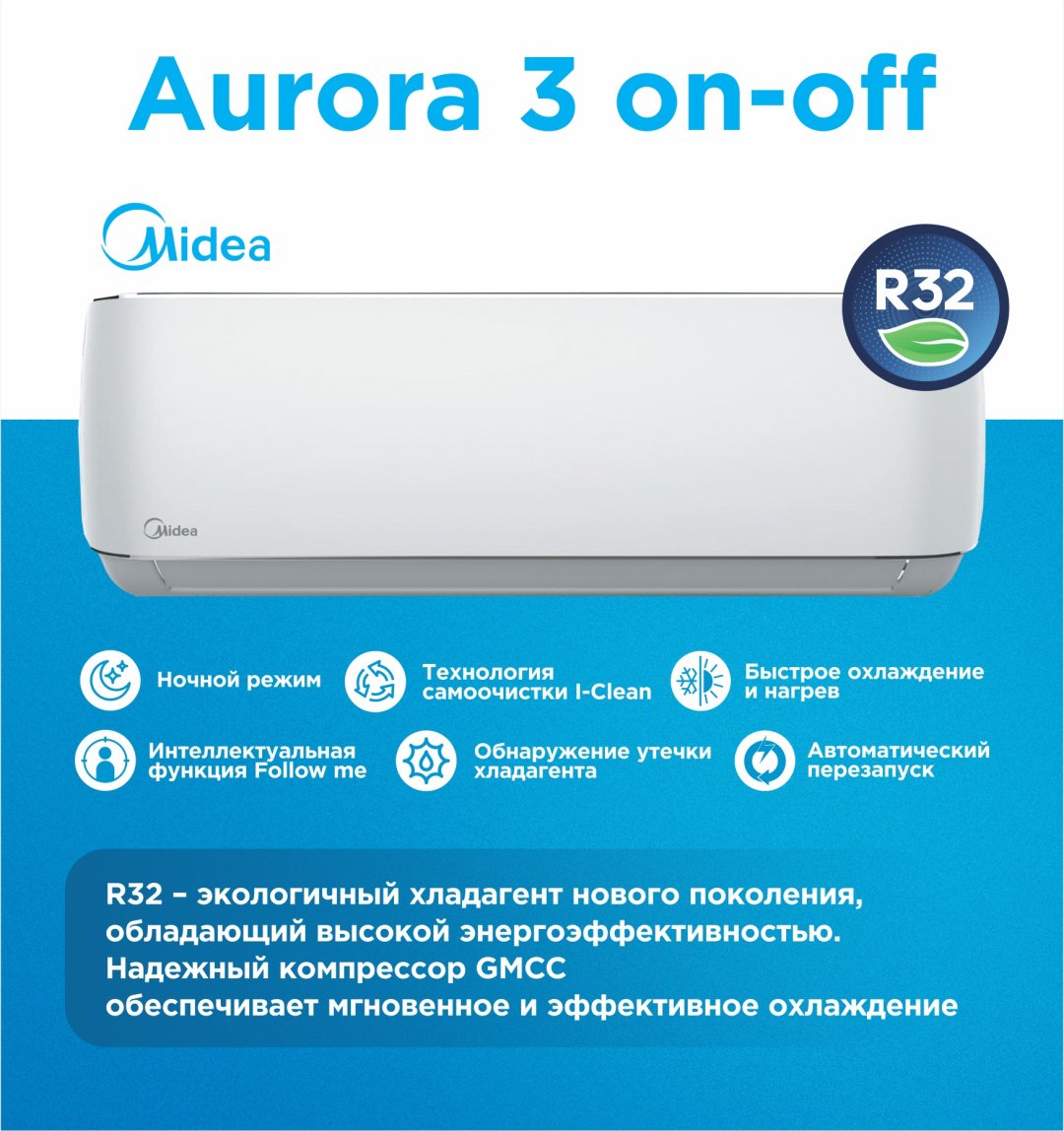 Кондиционер Midea Aurora 3 MSAB-12HRN8 белый