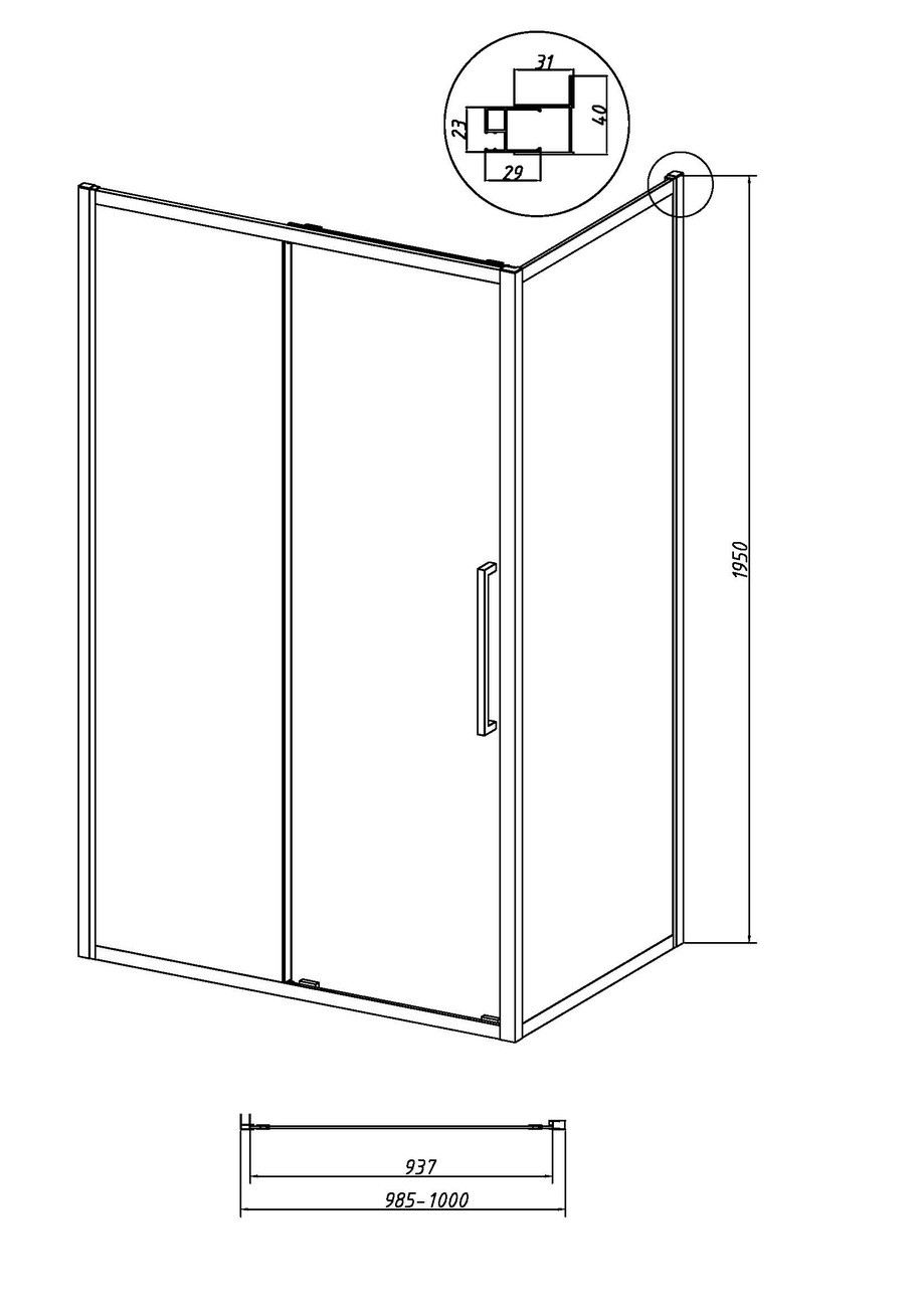 Боковая стенка Grossman Cosmo 200.K33.02.100.32.00 100х195см