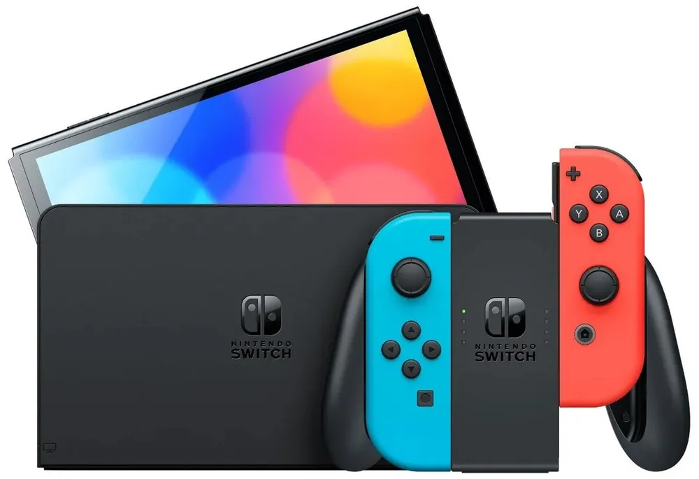 Игровая приставка Nintendo Switch OLED неоновый