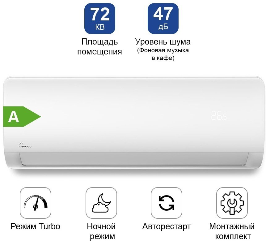 Midea MSAG-24HRN8 белый + монтажный комплект