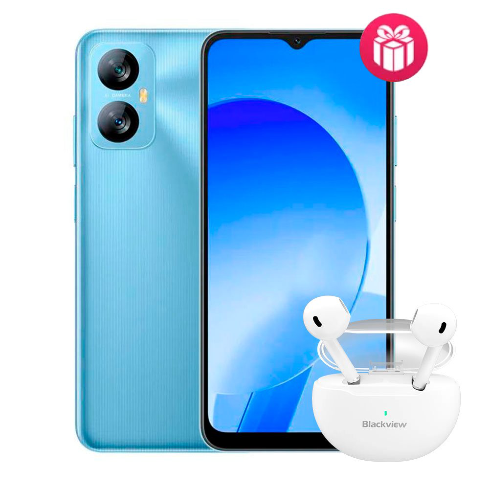 Смартфон Blackview A52 2/32GB Ice Blue + Наушники Blackview TWS Earphone AirBuds6 White купить,NaN