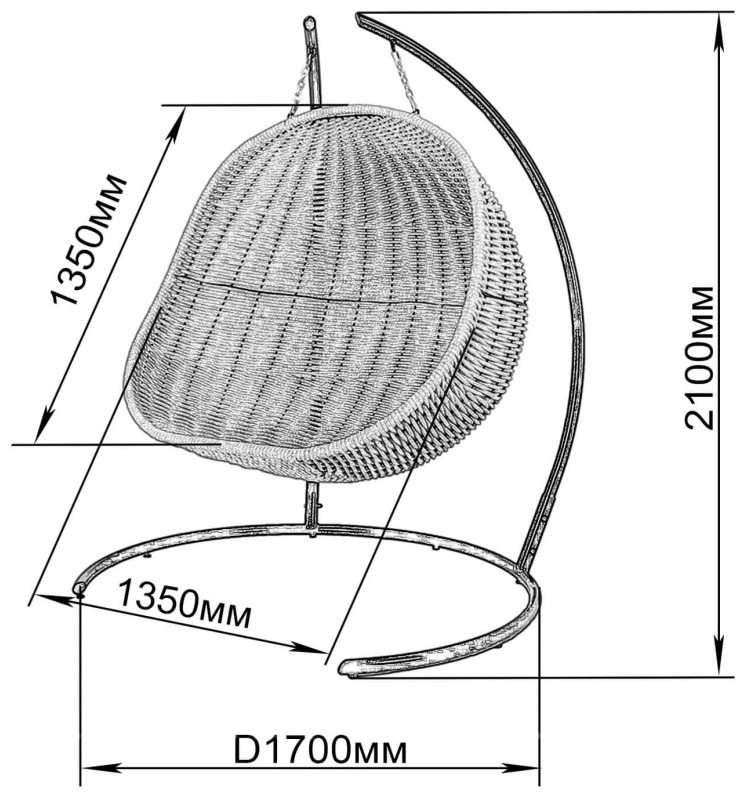 Кресло-кокон двойное Deckwood 170х170х210см белый купить,NaN
