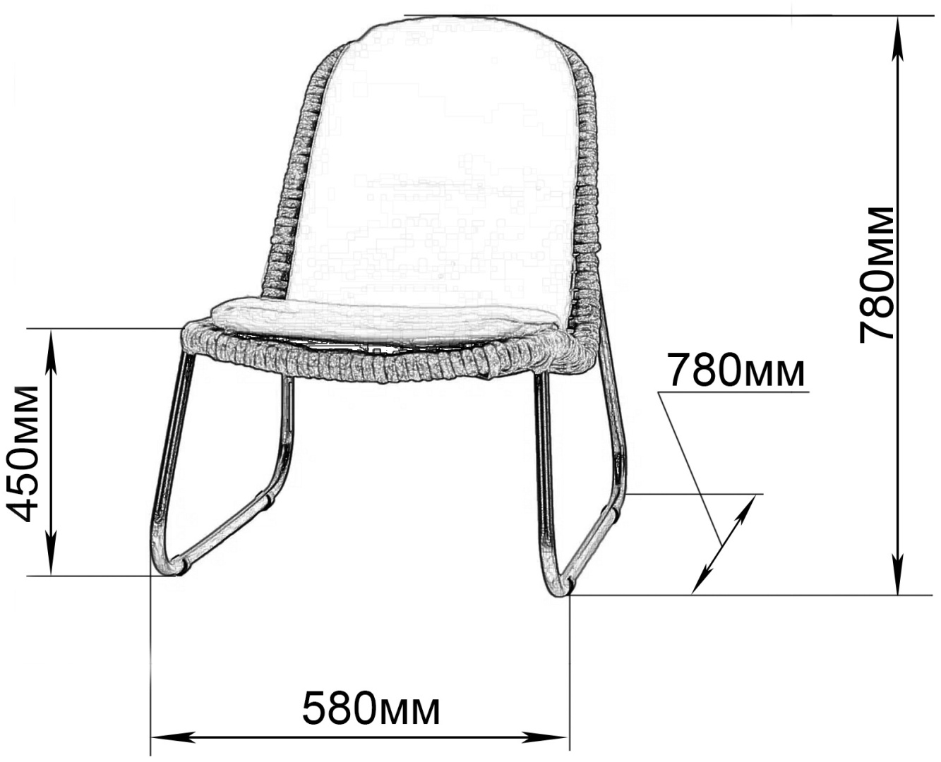 Кресло Deckwood Patio vine 78х58х78см бело-коричневый купить,NaN