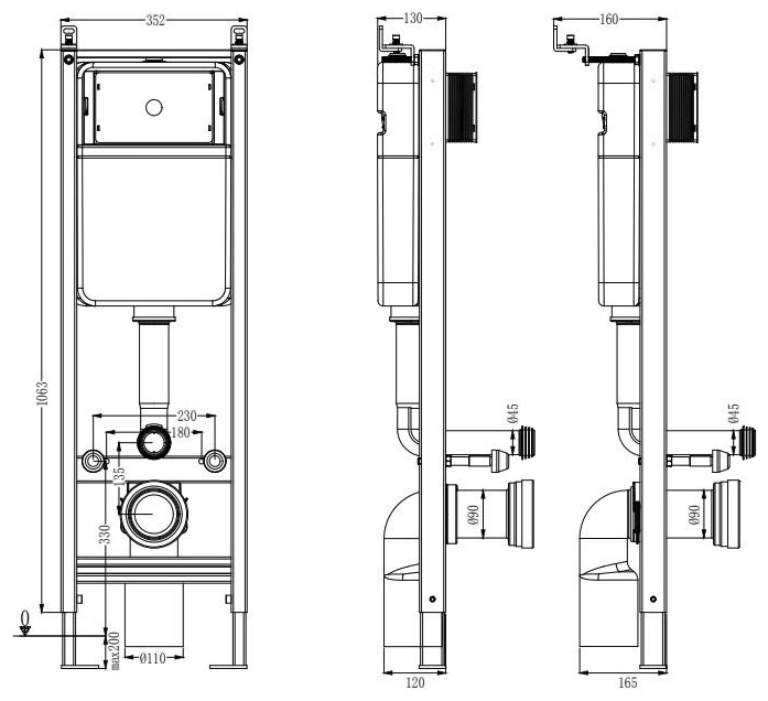 Инсталляция Aqua Toria Космос 106.3х35.2см бело-синий