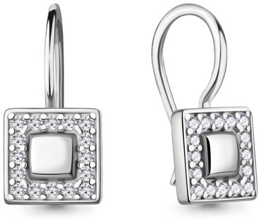 Серьги AQUAMARINE 400243А.5 вес 1.8 г серебро, фианит купить,16621