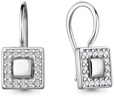 Серьги AQUAMARINE 400243А.5 вес 1.8 г серебро, фианит купить,16621